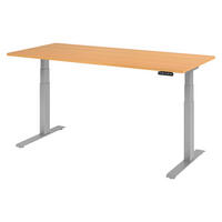 SCHREIBTISCH elektrisch XDKB 80/180/74 cm in Buchefarben/Silberfarben - Buchefarben/Silberfarben, Holzwerkstoff (80/180/74cm) - bümö