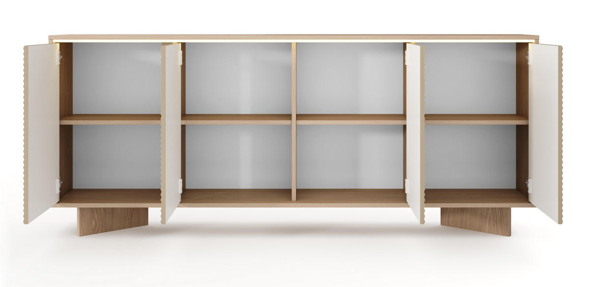 KOMMODE 204 cm Spirit Spirit mit LED, 4 Türen, Cappuccino - Eichefarben/Cappuccino, Holz (204/84/40cm) - Emporius