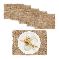 6XTISCHSET - Hellbraun, Textil (30/42/1.5cm) - Relaxdays