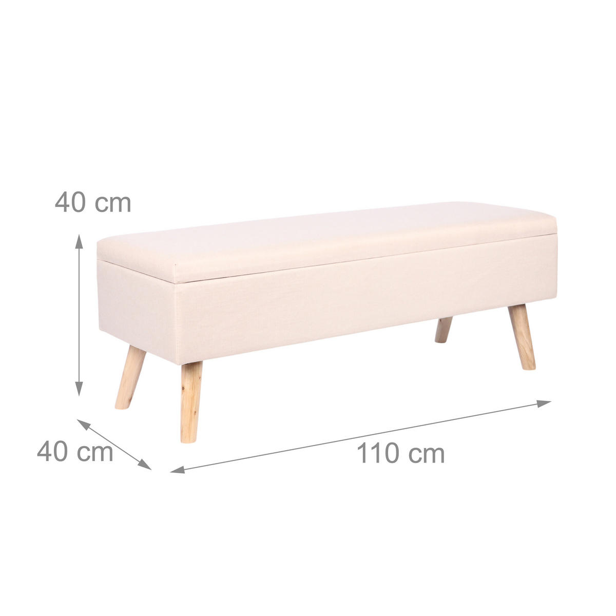 SITZBANK - Beige, Holz/Holzwerkstoff (110/40/40cm) - Relaxdays