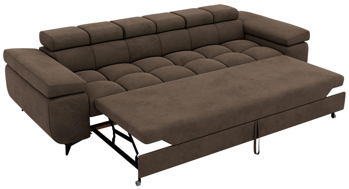TŘÍMÍSTNÁ POHOVKA NIDELLO - Hnědá Samet - černá/hnědá, kov/textil (260/70/97cm) - MKS