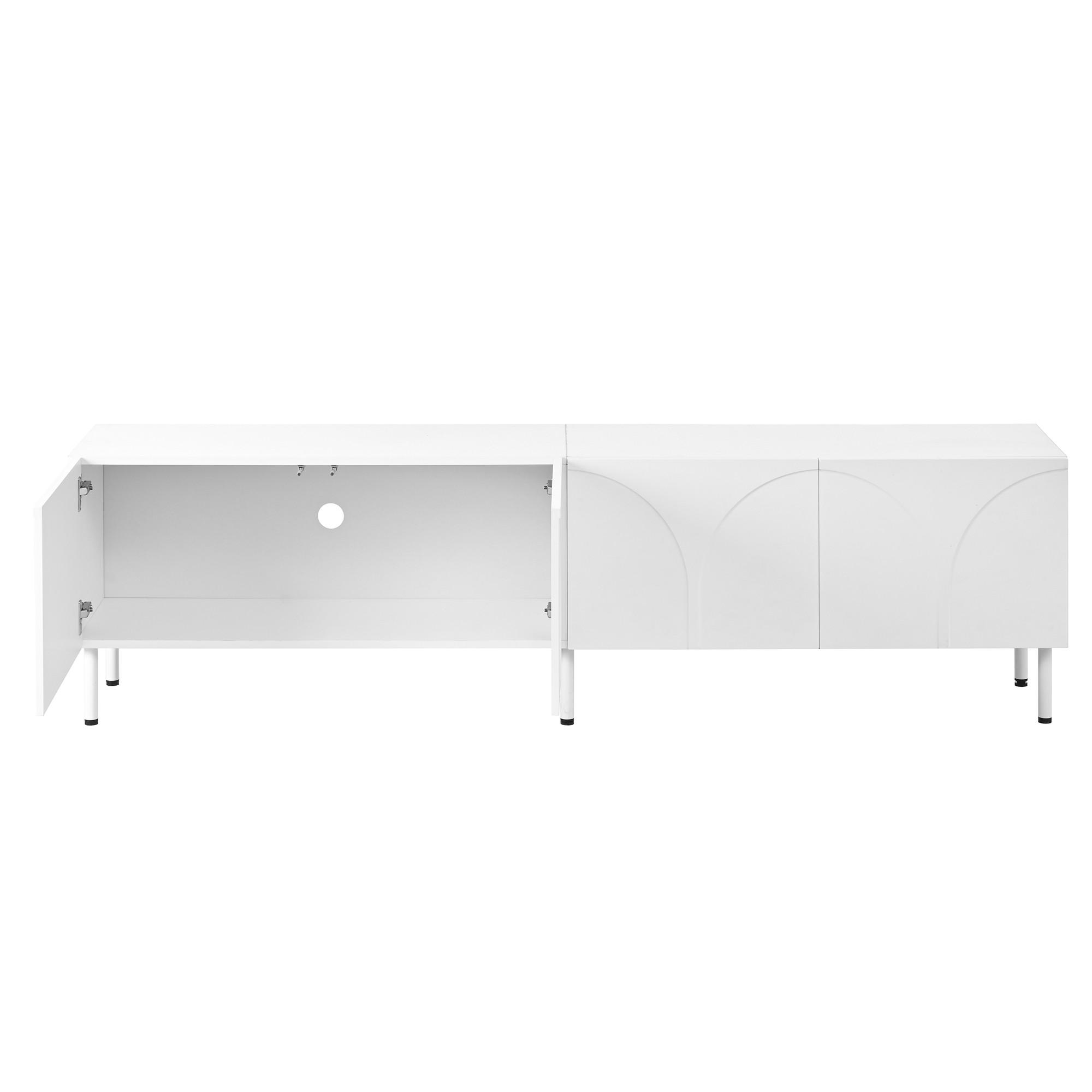 TV-SCHRANK 180/35/49 cm Weiß mit 4 Türen und Metallfüßen - Weiß, Holzwerkstoff/Metall (180/49/35cm) - Oxeza
