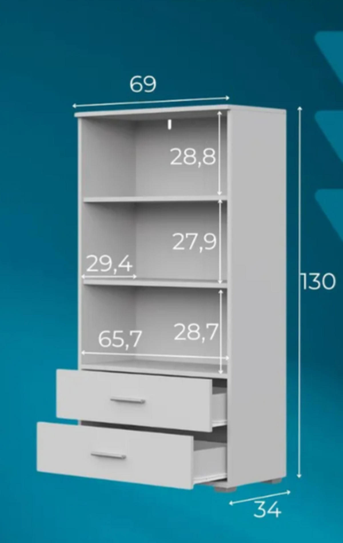 BÜCHERREGAL Weiß 40/130/34 - Weiß, Holzwerkstoff (40/130/34cm) - RAUMHIRSCH FURNITURE