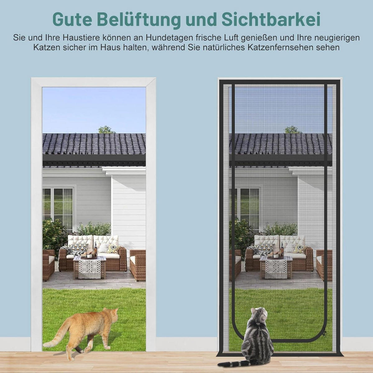 KATZENGITTERTÜR verstärkt 80 x 200 cm Schwarz - Schwarz, Kunststoff (20/30/3cm)