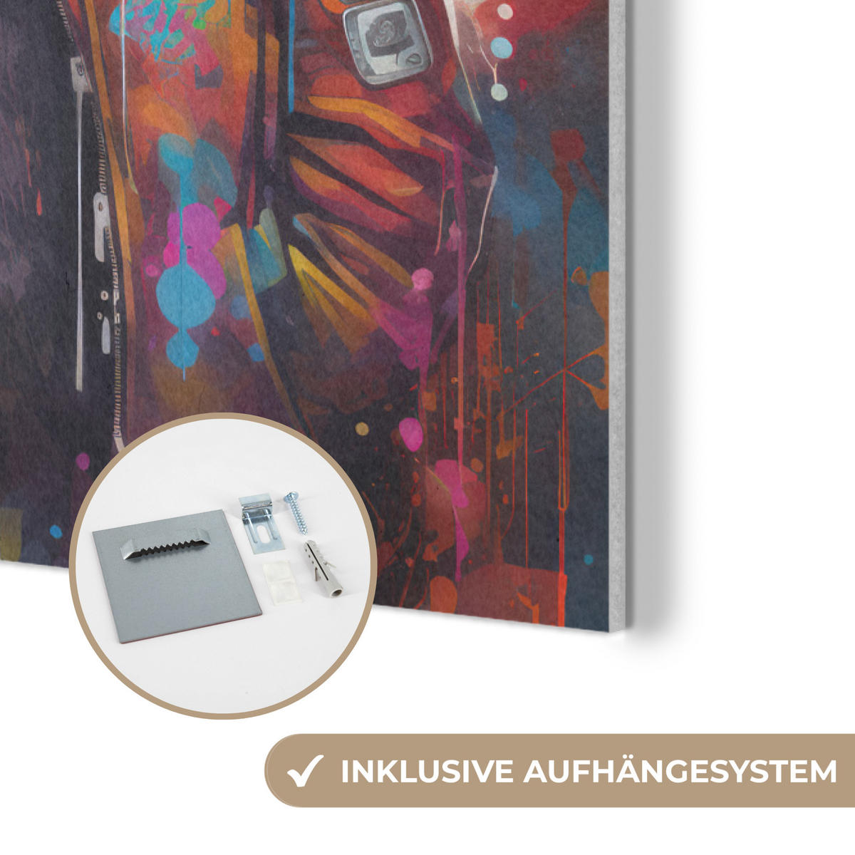AKUSTIKBILD Panda - Jacke - Graffiti - Orange Wanddeko 60x90 cm - Orange, Kunststoff (60/90/0.9cm) - MuchoWow