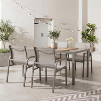 GARTENESSGRUPPE - 5-teilig - Stahl / Glas / Olefin - Taupe, Glas/Textil - home24
