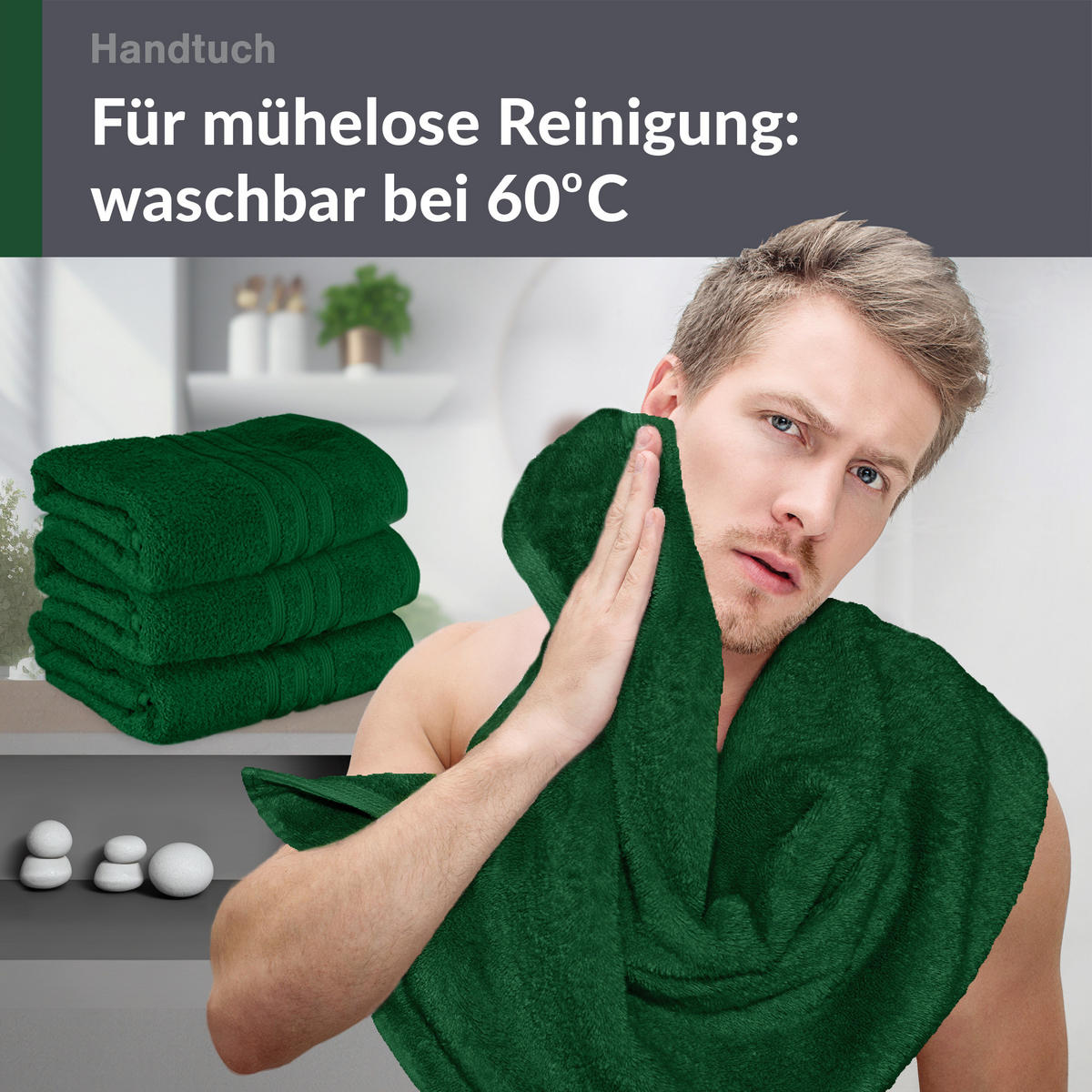 HANDTUCH 50x100 cm London Tannen Grün 4er Set - Waldgrün, Textil (50/100cm) - Lashuma