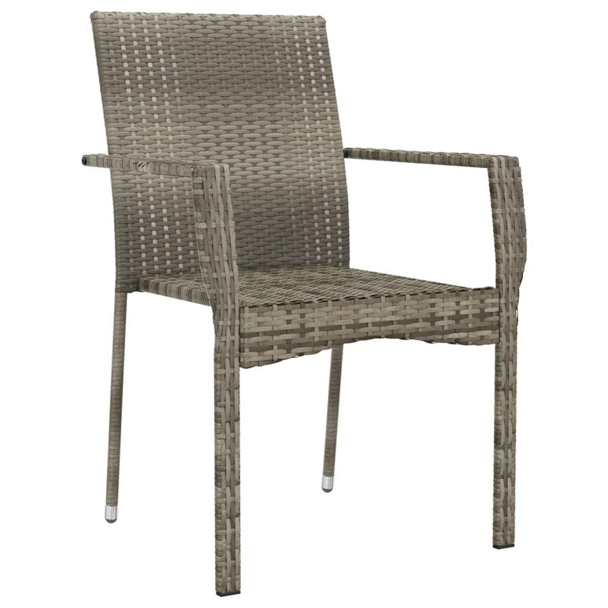 GARTENSTÜHLE mit Kissen 2 Stk. Poly Rattan Grau - Grau, Holz (59/88/53.5cm) - furnicato