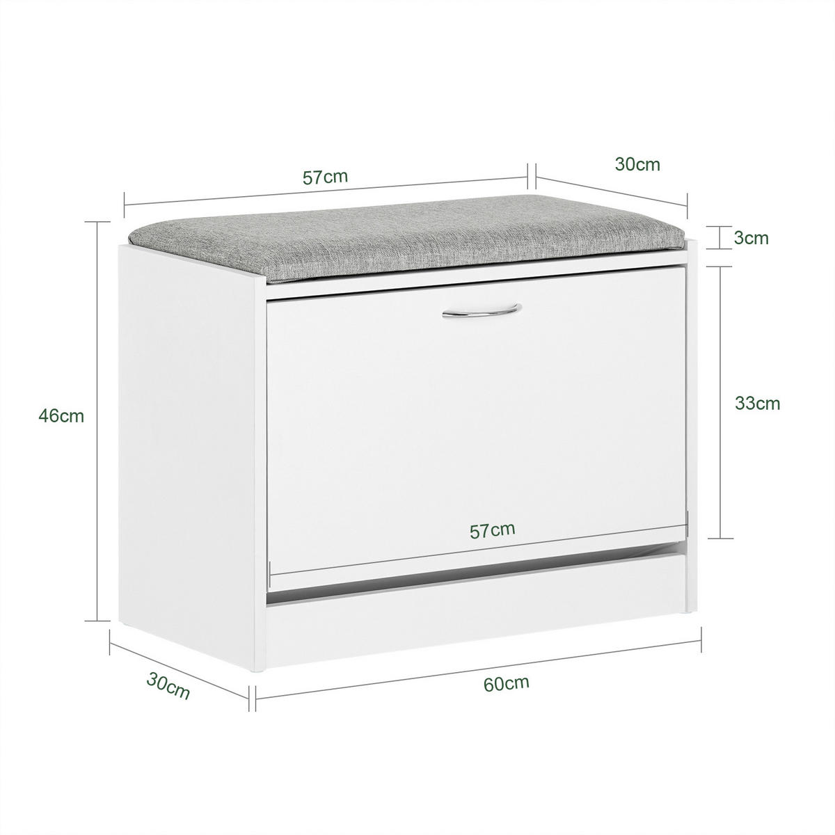 SCHUHBANK Grau - Hellgrau, Holzwerkstoff (60/47/30cm) - SoBuy