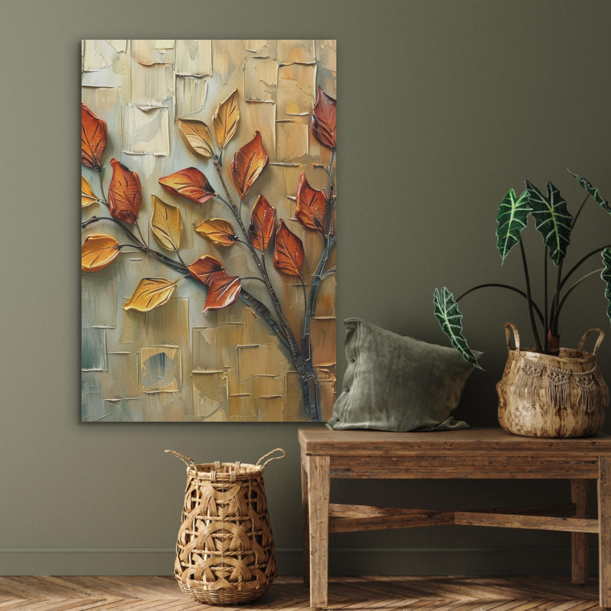 AKUSTIKPANEEL Baum - Abstrakt - Natur - Kunst 70x100 cm - Goldfarben, Textil (70/0.9/100cm) - MuchoWow