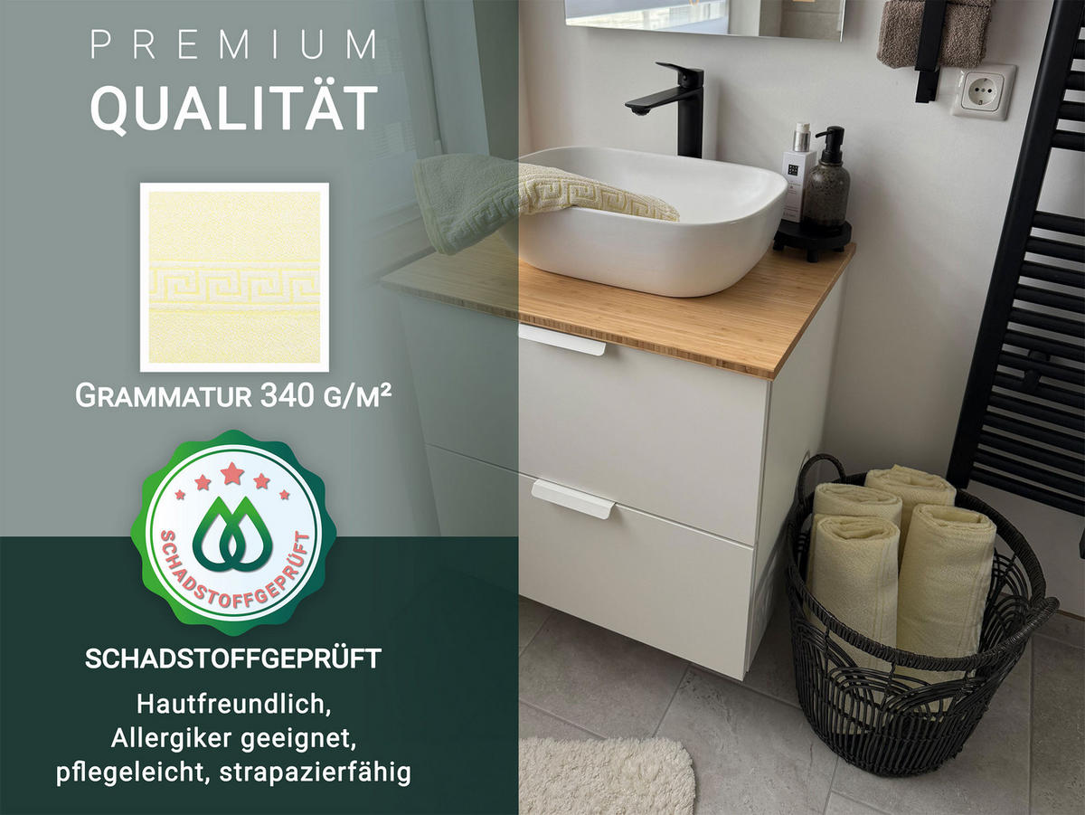 DUSCHTÜCHER, 5er-Set, 70x140 cm, 70% Baumwolle, 30% Polyester, Gelb - Gelb, Textil (70/140cm) - Zollner