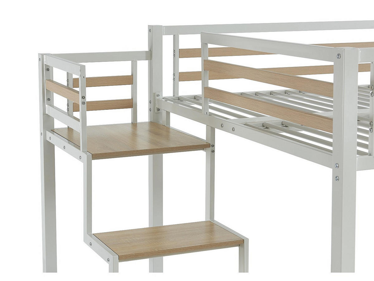 HOCHBETT - 140 x 200 cm - Metall & MDF - Weiß - JOGUI - Weiß, Metall - Vente-Unique