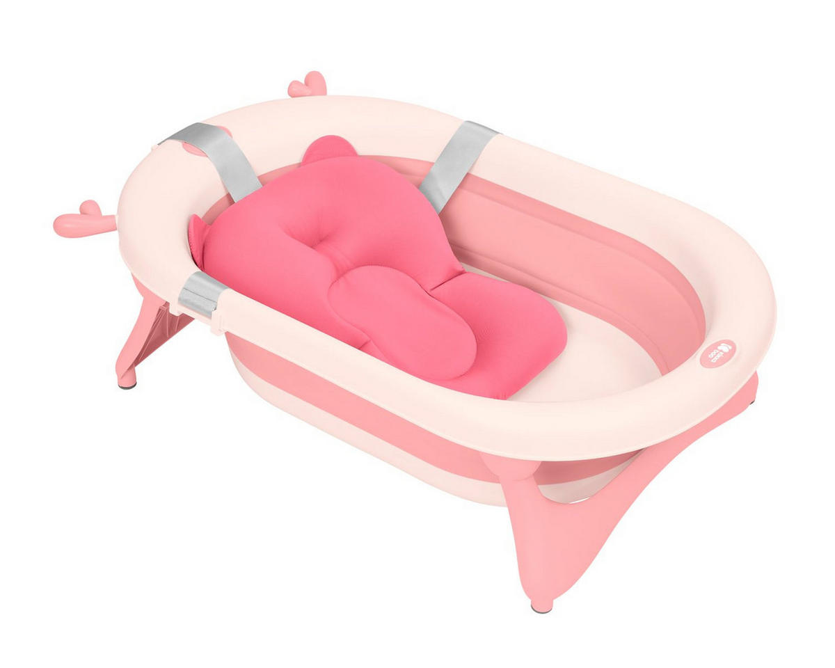 BADEKISSEN Bär Badehilfe pink Wannenauflage, Baby-Badewannenkissen, Clips - Rosa, Kunststoff (32/45cm) - Kikka boo