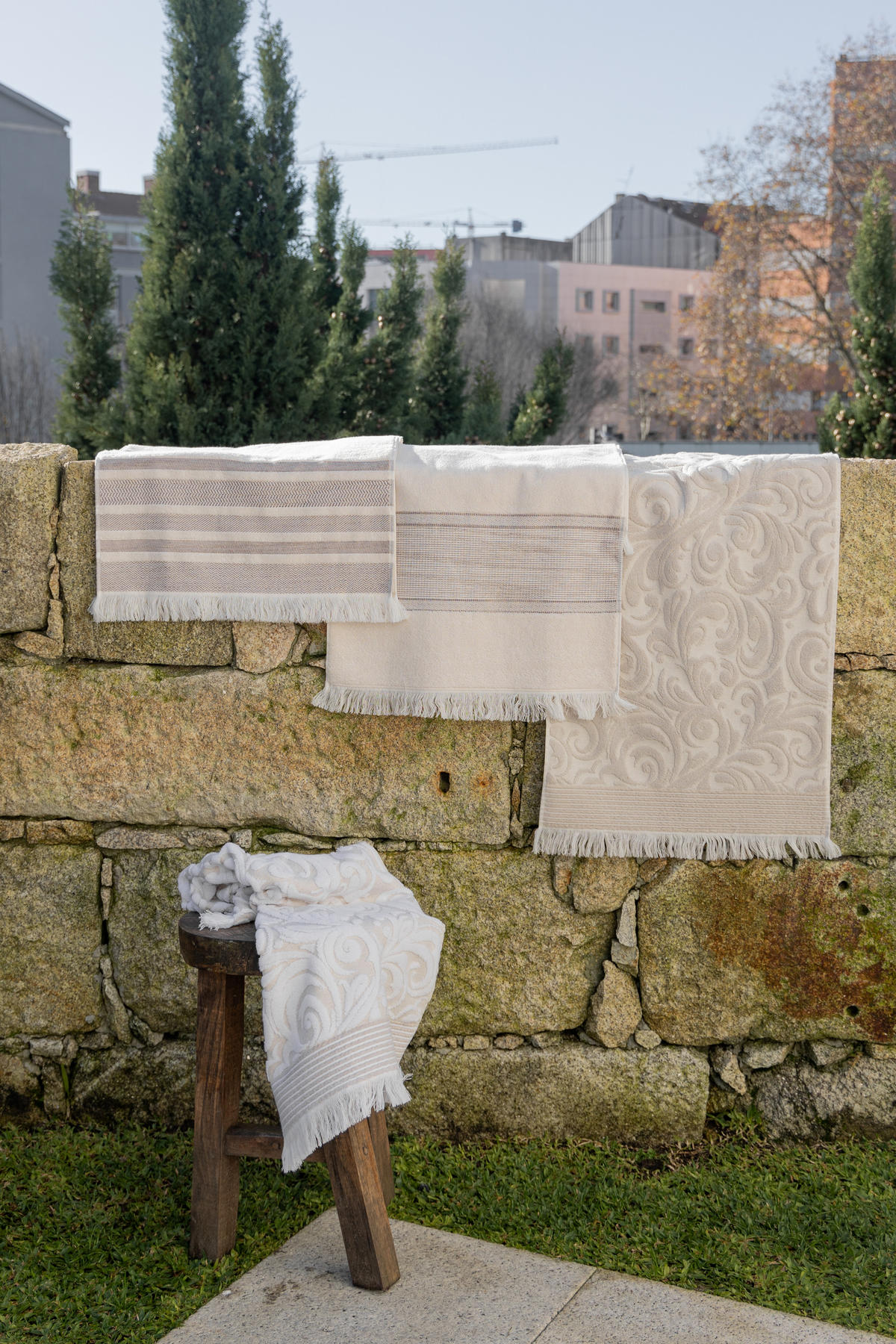 DUSCHTUCH Harmony, 70x140cm, Baumwolle & Leinen, Beige - Beige, Textil (70/140cm) - SOWL