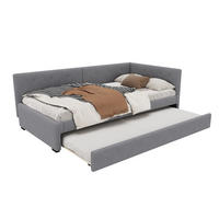 TAGESBETT 90/200 cm mit ausziehbarem Rollbett, Samtbezug und Lattenrost, Grau - Grau, Textil (90/200cm) - Redom