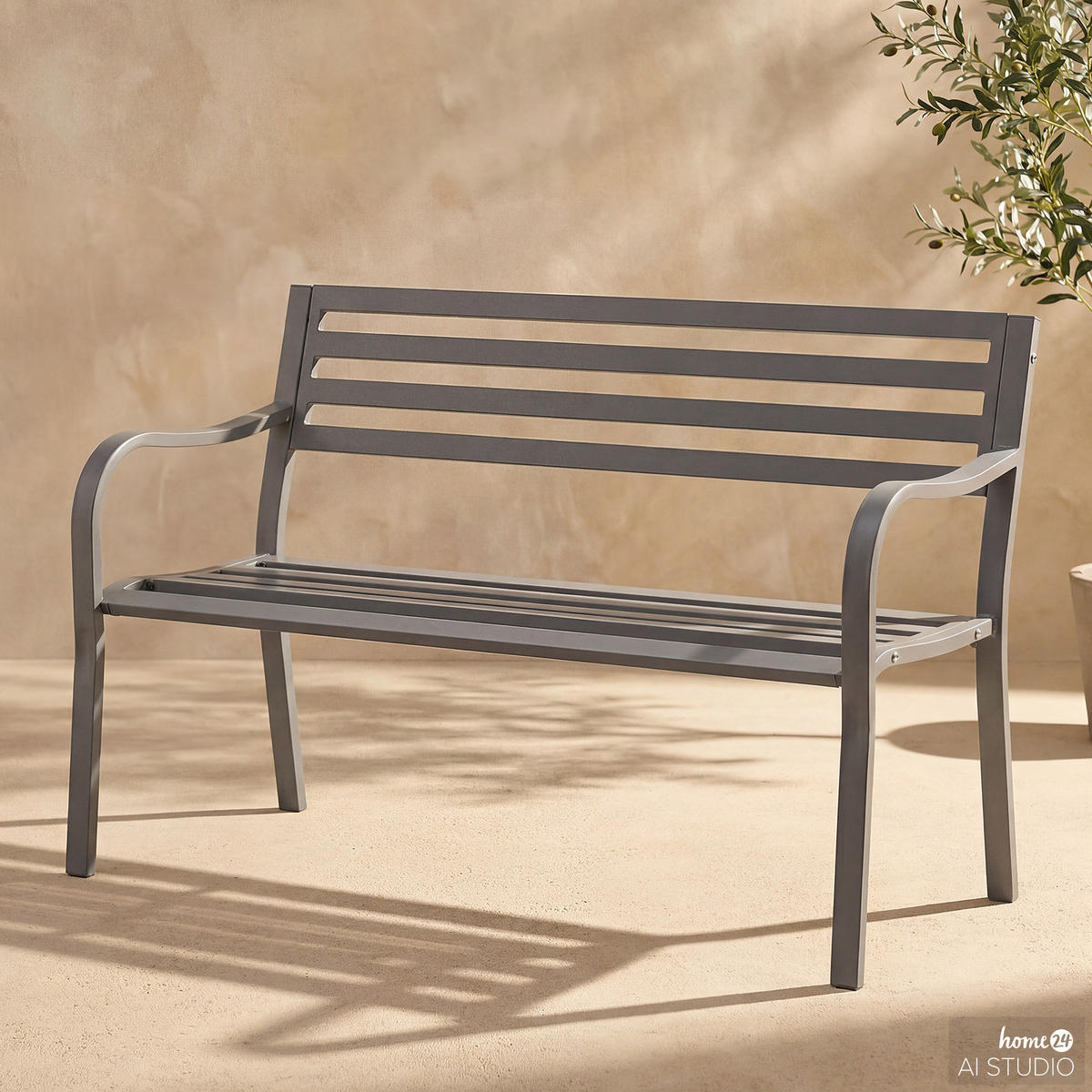 GARTENBANK - Stahl - Anthrazit, Metall (128/81/56cm) - home24