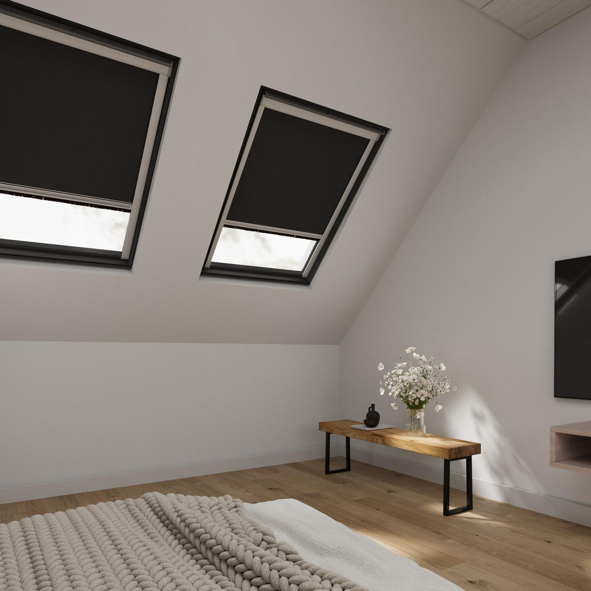 DACHFENSTERROLLO Cocoon Größe: MK08 - Schwarz, Textil (61/122/5cm) - Cocoon Home Concepts