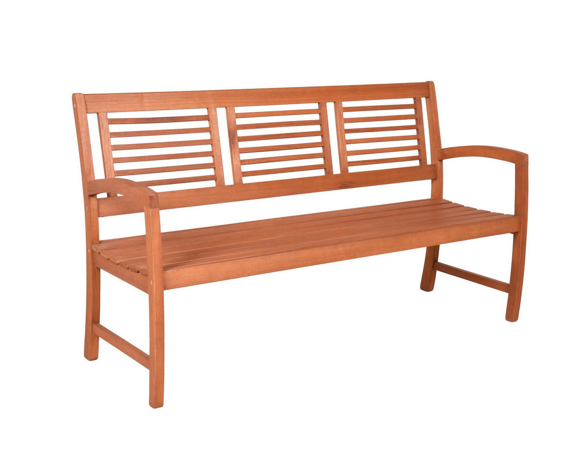 GARTENBANK Kassel 3-Sitzer Terrassenbank - Braun, Holz (156/90/59cm) - DELUKE