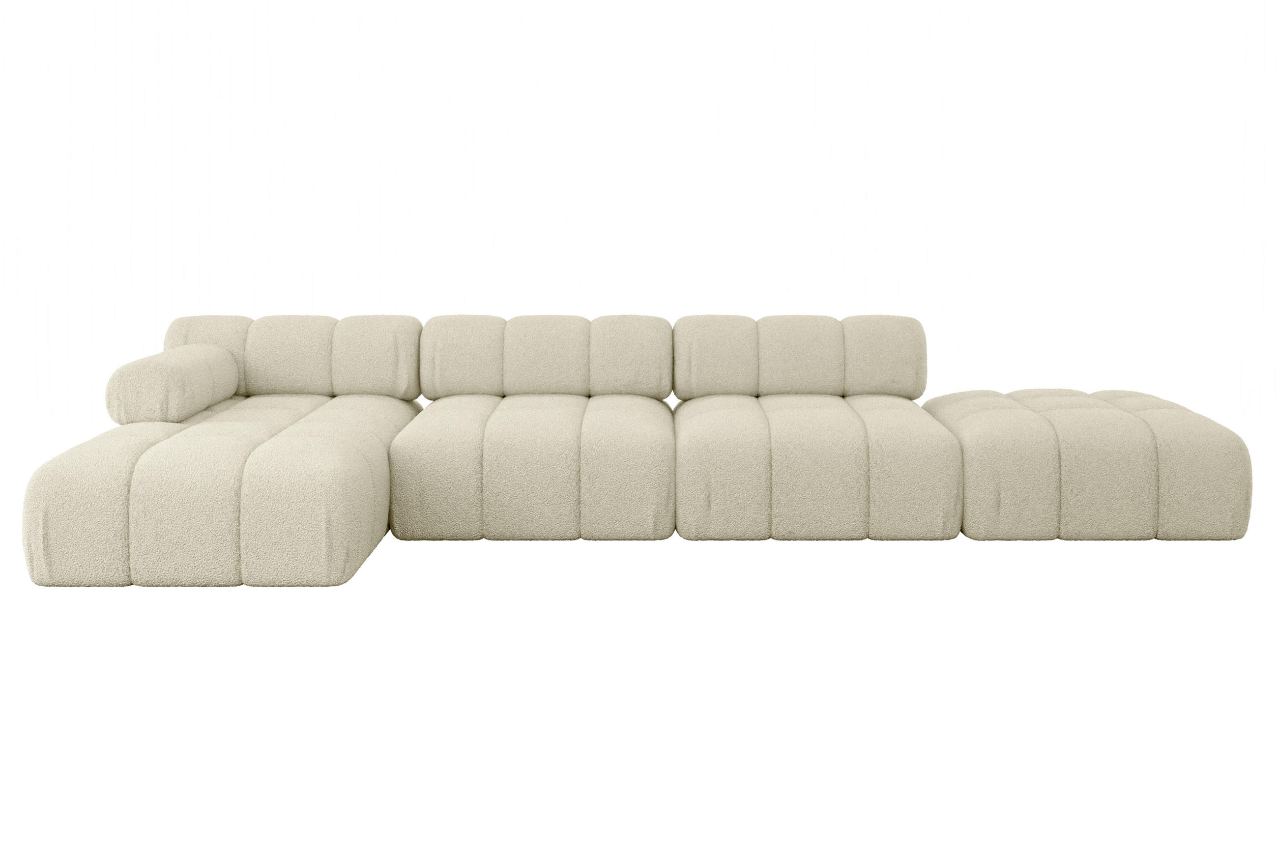 ECKSOFA modulares Sofa Lizur-L2 - 380x160x70 cm Beige Bouclé - Beige, Holzwerkstoff/Textil (380/160cm) - ALTDECOR