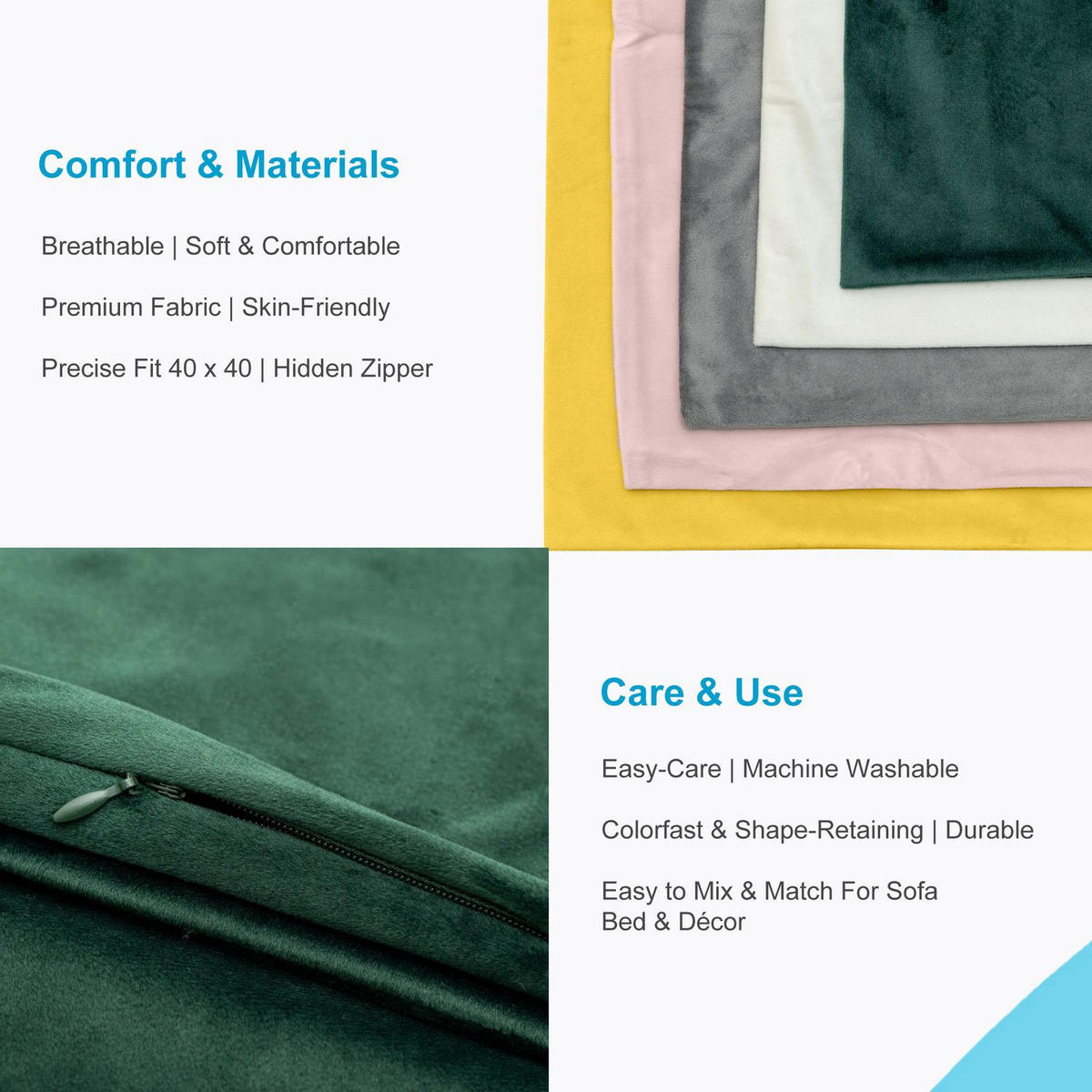 KISSENHÜLLEN-SET (2-tlg.) 40/40 cm (Grün) - Grün, Textil (40/40cm) - Intirilife