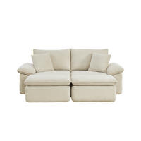 2-SITZER sofa 156/206/65 cm beige aus Stoff mit Fußstütze und Seitentaschen - Beige, Textil (206/65/156cm) - OKWISH