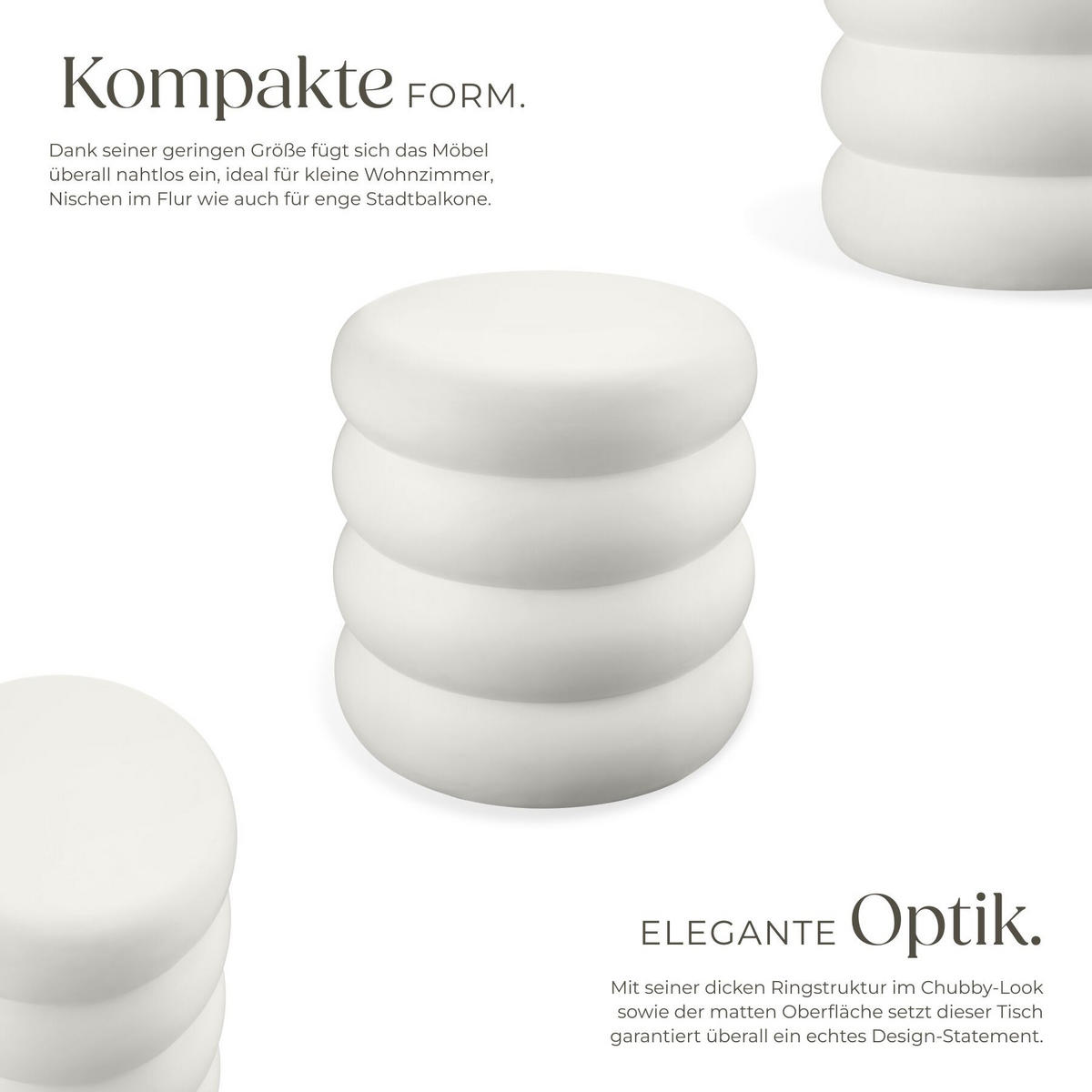 BEISTELLTISCH Adina, Ø 45 x 46 cm, creme - Creme, Keramik (45/45/46cm) - tectake