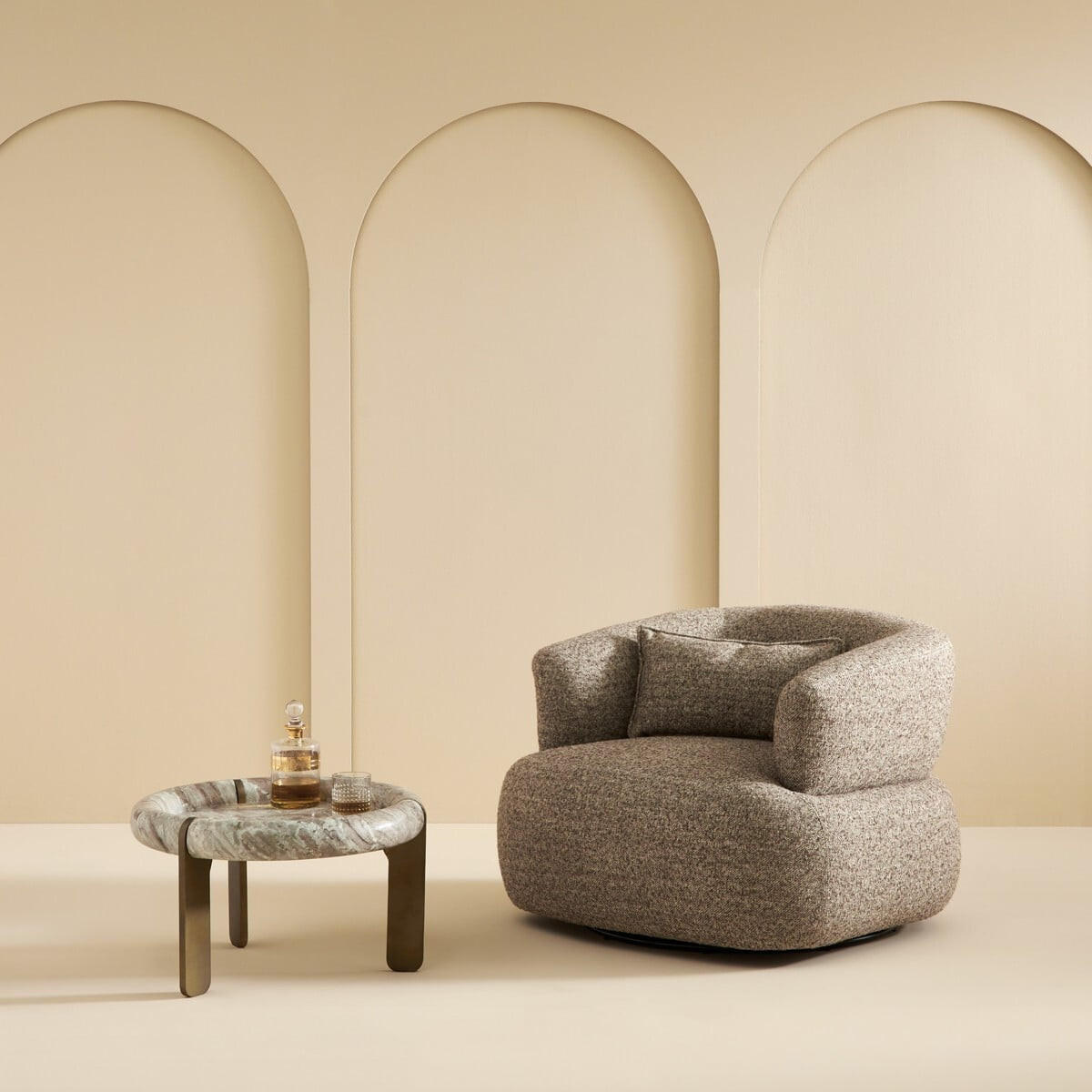 DREHSTUHL aus braunem Stoff - 91/88/67 cm - Braun, Textil (91/67/87cm) - Signature