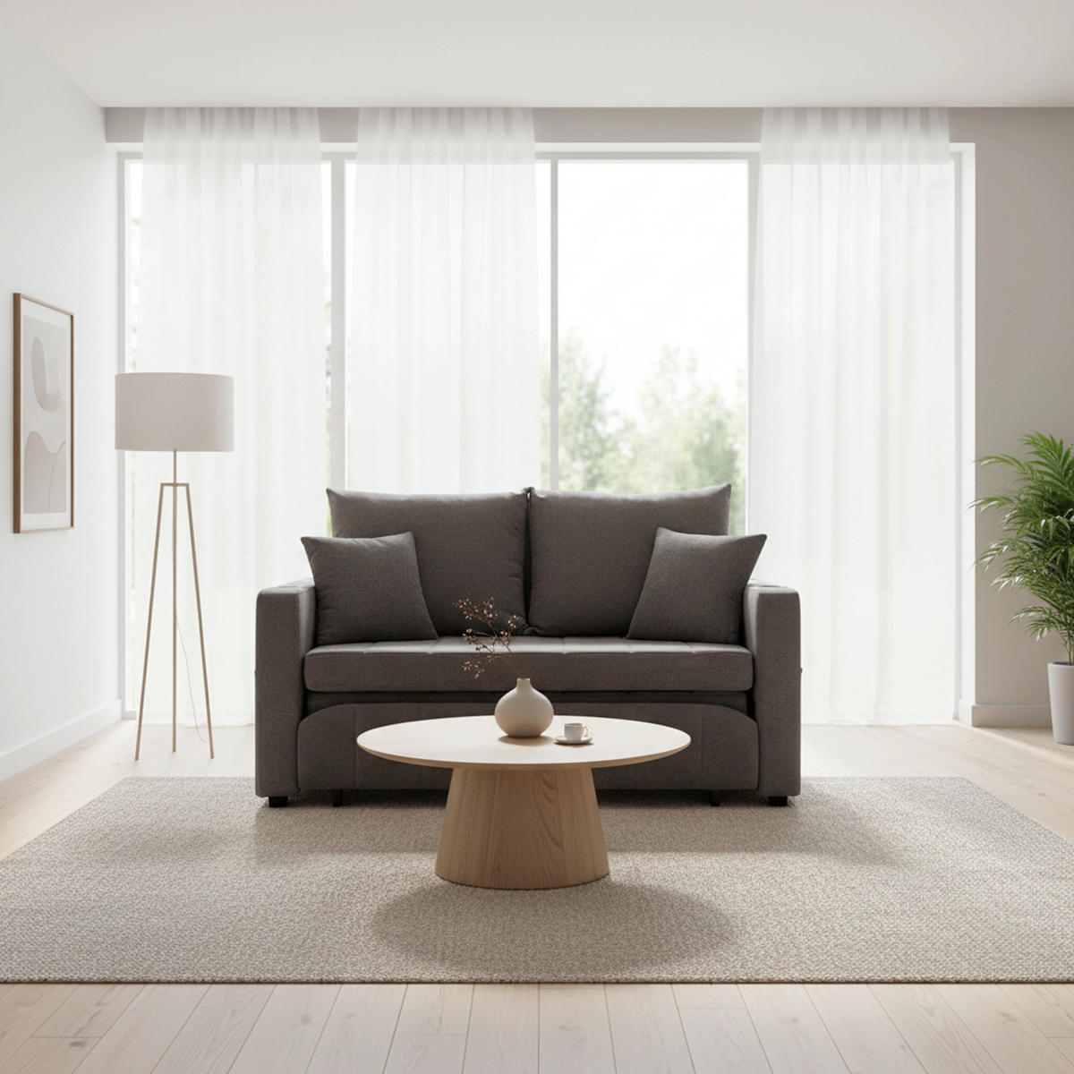 SCHLAFSOFA aus chenille mit bettfunktion, usb-anschluss & becherhaltern - Grau, Textil (139/83/73cm) - Urban Meuble