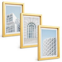 BILDER SET 3er Set - 20x30 cm Goldrahmen - Moderne Architekturgeometrie - Goldfarben, Kunststoff (20/30cm) - TULUP