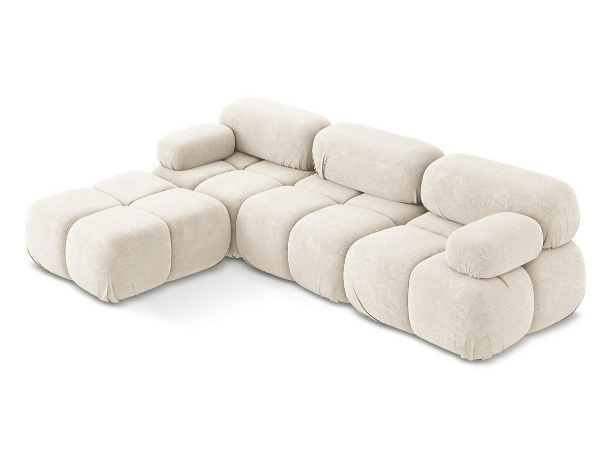 ECKSOFA Beidseitig Chenille Stoff Beige - Beige/Creme, Kunststoff/Textil (285/191cm) - Makamii