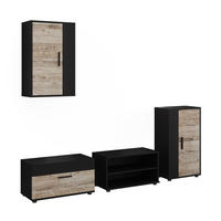 UNITATE DE PERETE Berno, Negru/stejar de nisip, Set de 4 piese - stejar Sonoma/negru, compozit lemnos (50.1/283/28.3cm) - Vicco
