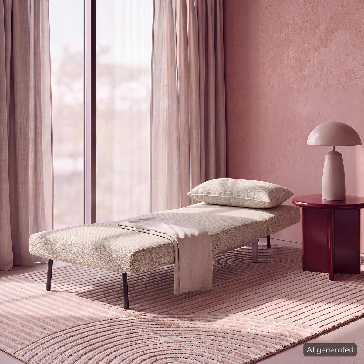 SCHLAFSESSEL - Silberfarben/Creme, Textil/Metall (77/78/85cm) - home24