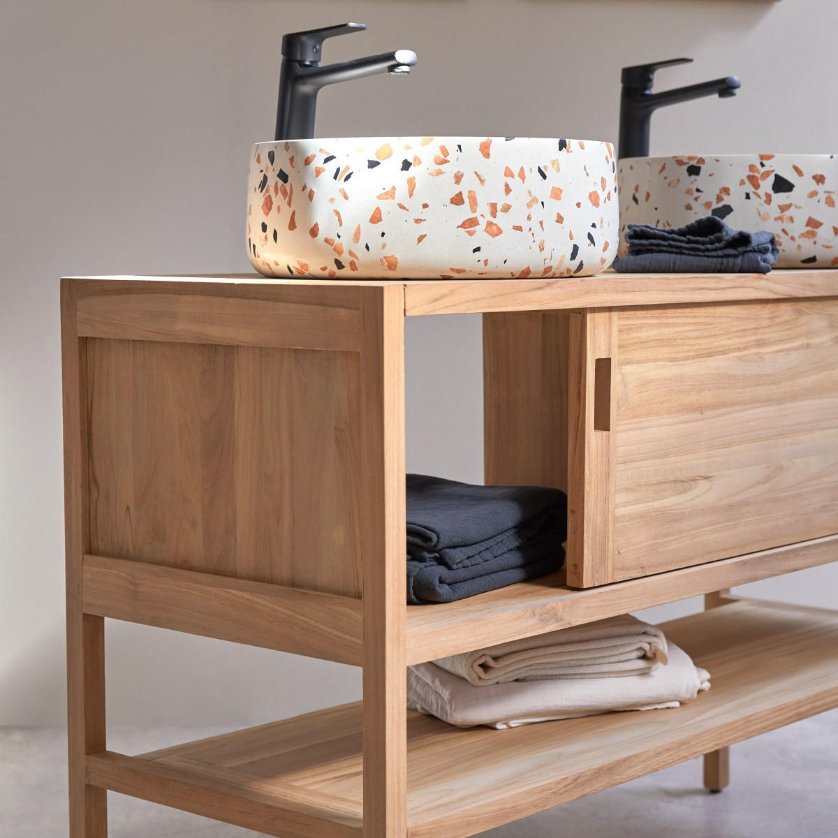 WASCHTISCHUNTERSCHRANK Arty Natur aus Teak - Naturfarben, Holz (120/80/47cm) - Tikamoon