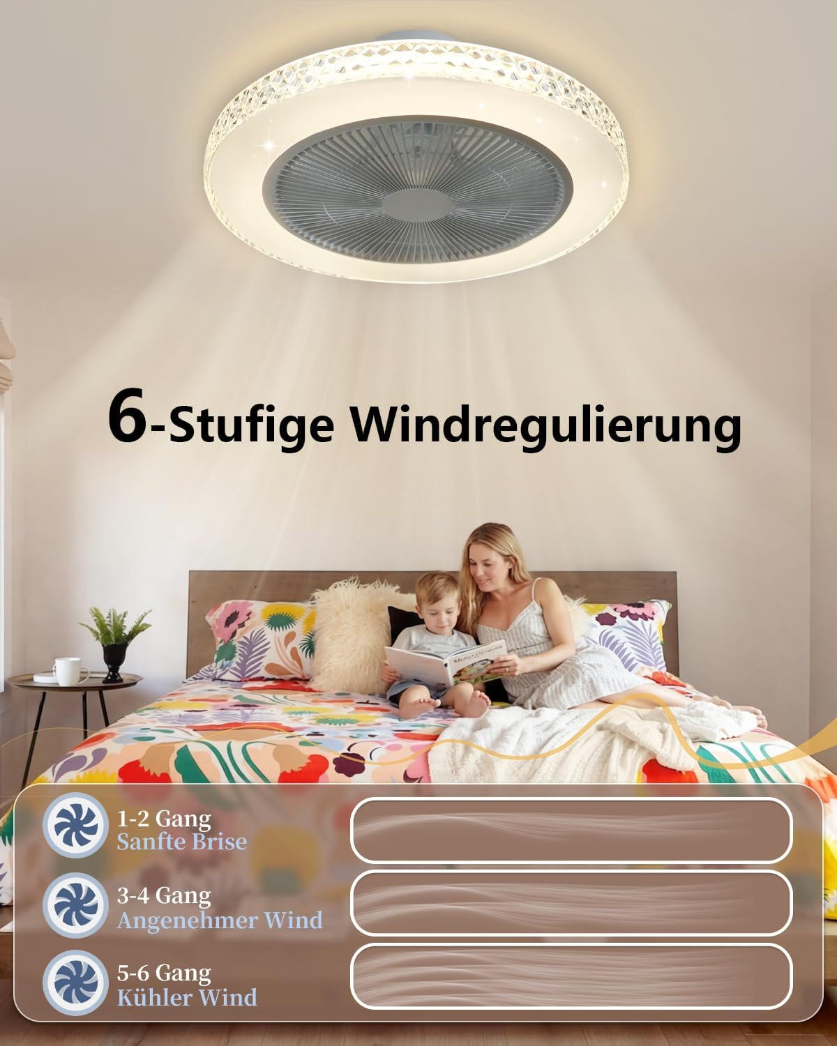DECKENVENTILATOR mit Beleuchtung Vornis 49/49/20.5 cm - Weiß, Metall (49/49/20.5cm) - ZMH