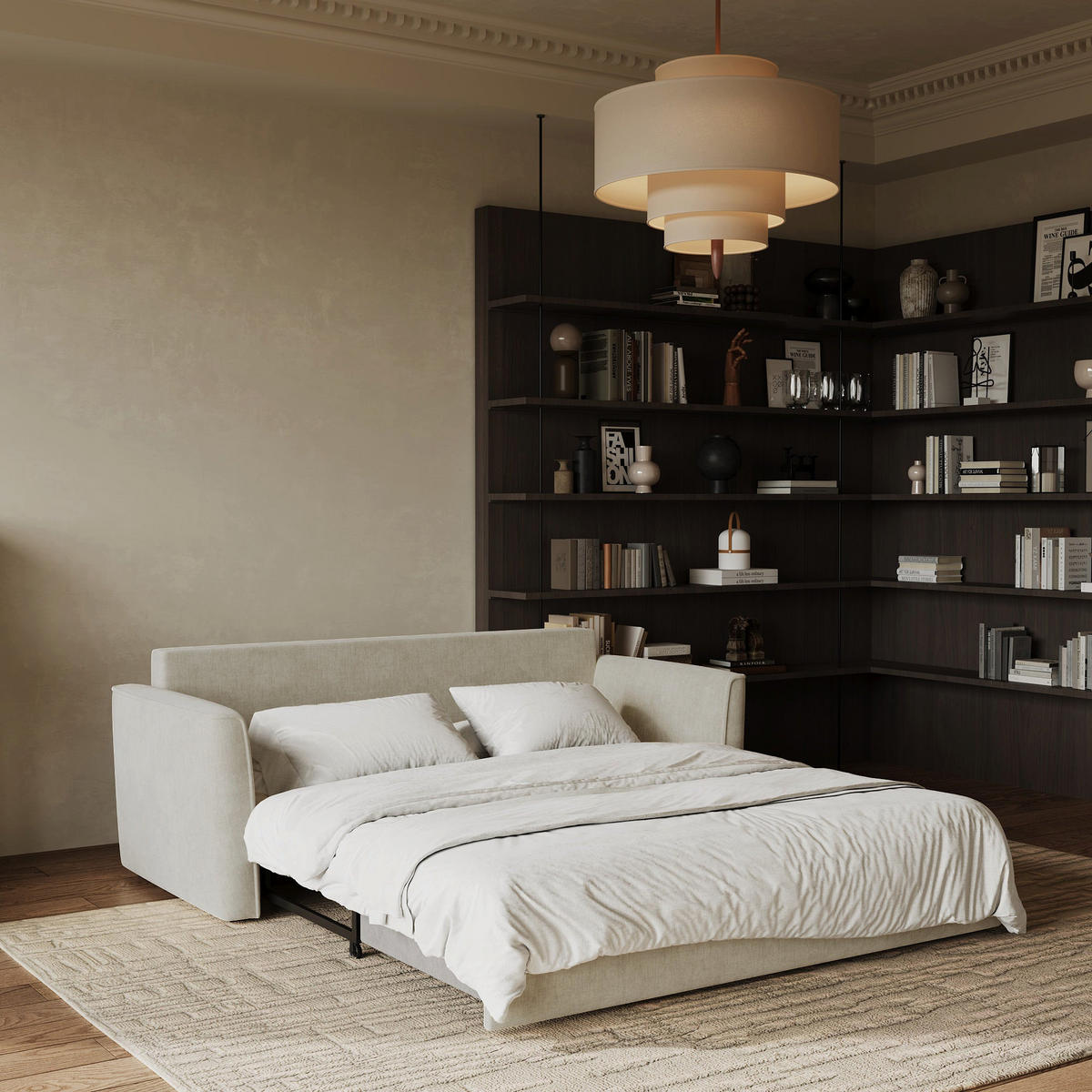 SCHLAFSOFA GERADE Rastergewebe Creme 180cm - Creme, Textil (180/97/93.5cm) - Sia Home