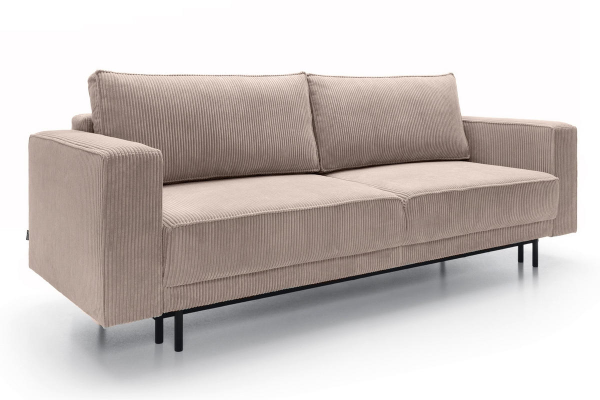 SCHLAFSOFA Rodario Beige Cordbezug - Beige/Schwarz, Textil/Metall (236/95/97cm) - Selsey
