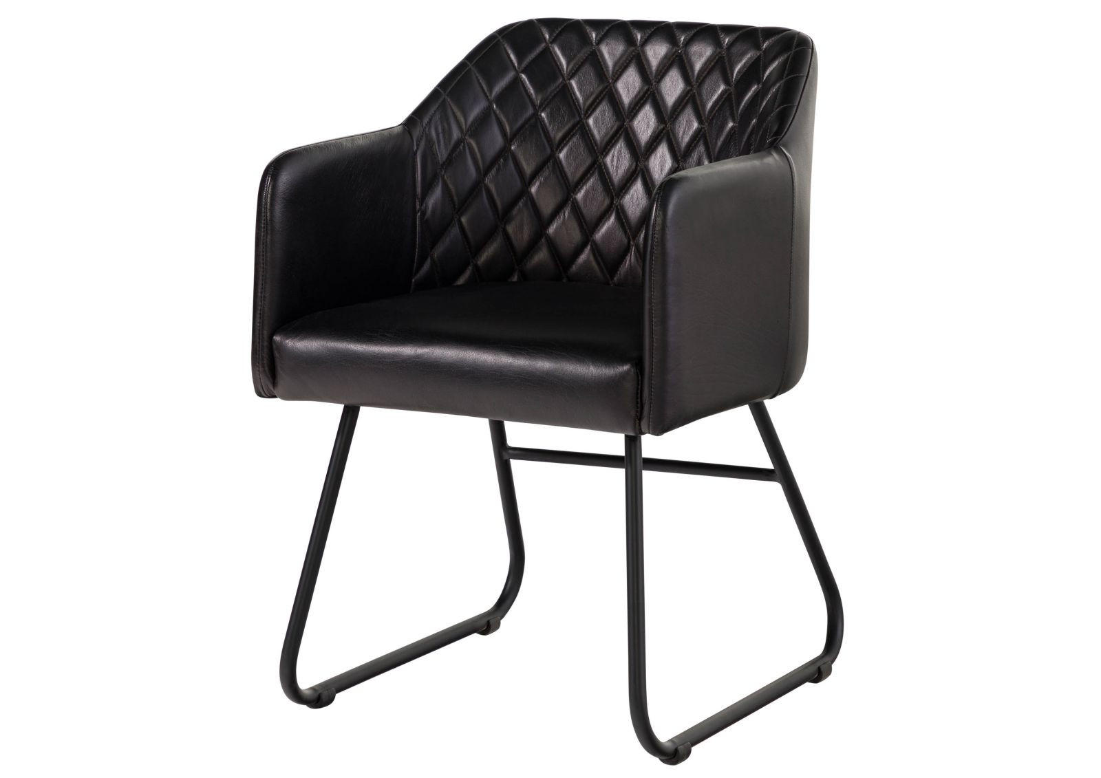 STUHL Echtleder (Büffel) 55 x 59 x 76 cm schwarz IRON LABEL #17 - Schwarz, Leder (55/76/59cm) - Massivmoebel24
