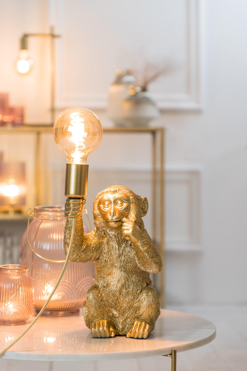 TISCHLAMPE Affe Gold 20/19,5/34 cm - Goldfarben, Kunststoff (20/19.5/34cm) - Light & Living