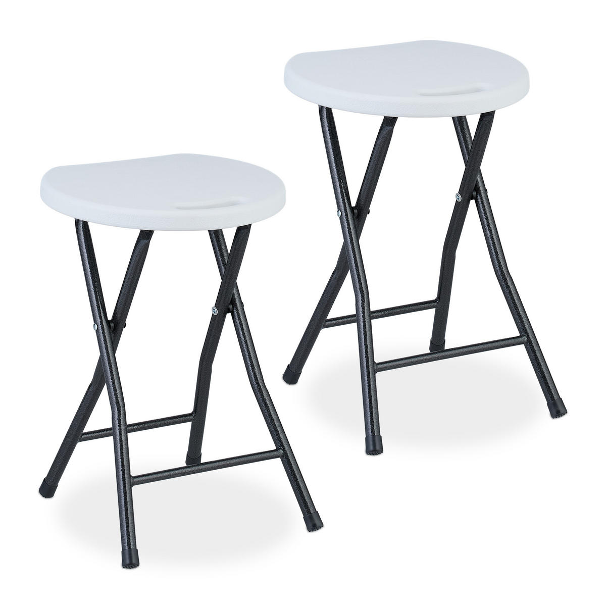 2XZLOŽLJIVI tabure - bela/večbarvno, kovina/umetna masa (31/46/30cm) - Relaxdays