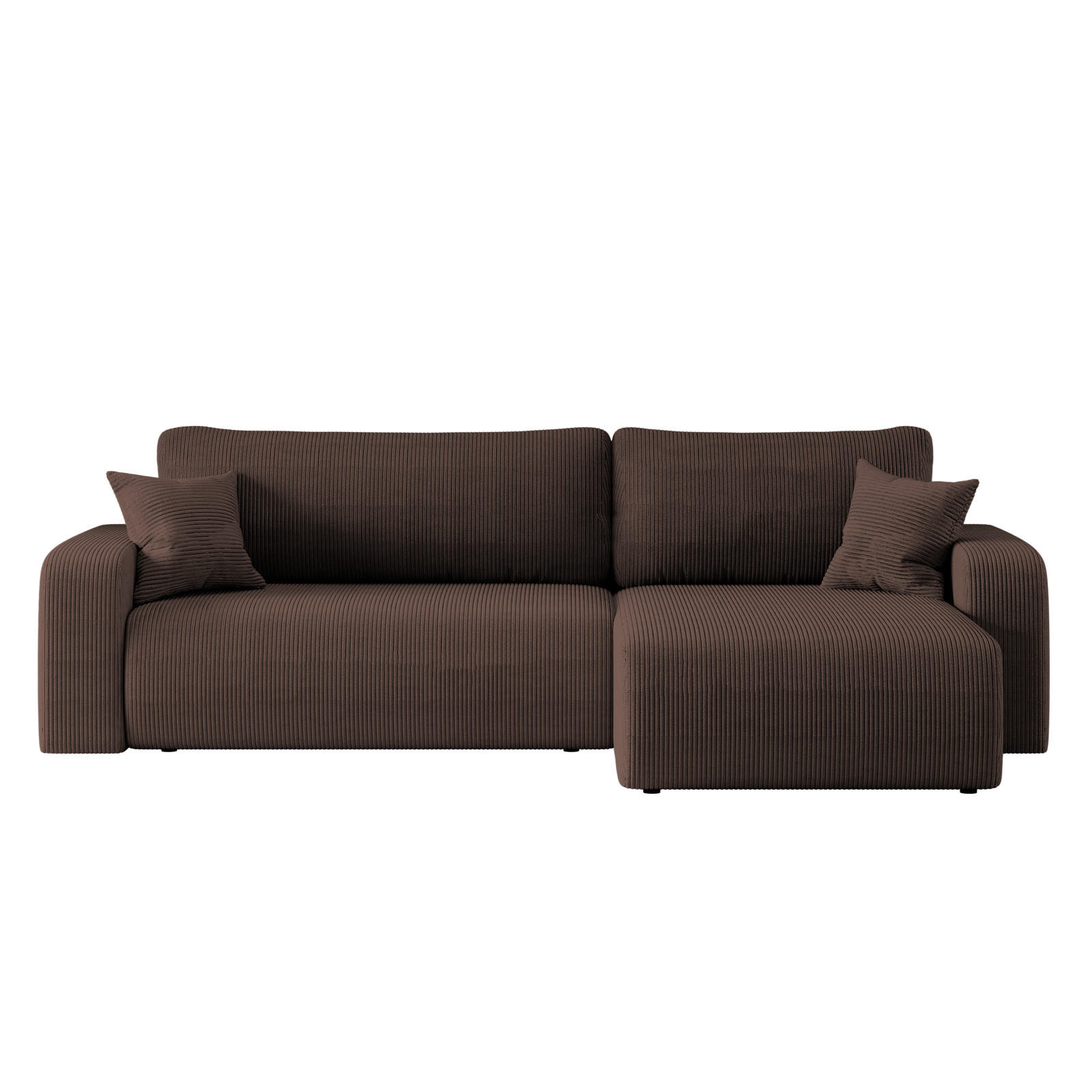 SCHLAFSOFA MILANO XL und bettkasten stoff Poso Dicker Cord Braun Rechts - Braun, Holz (274/82/145cm) - Kaiser Möbel