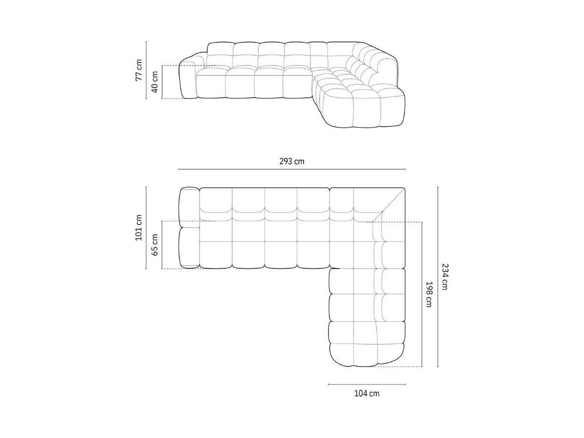 ECKSOFA rechts Lisa aus strukturiertem Stoff grün meliert 5 Sitzplätze - Grün, Textil (234/293cm) - Micadoni