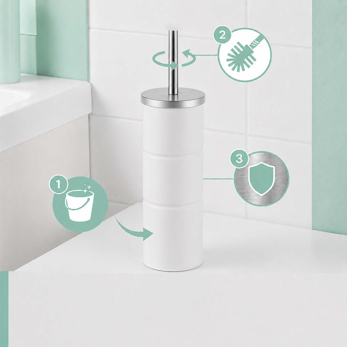 WC-BÜRSTE - Weiß, Kunststoff/Metall (9.5/38/9.5cm) - Relaxdays