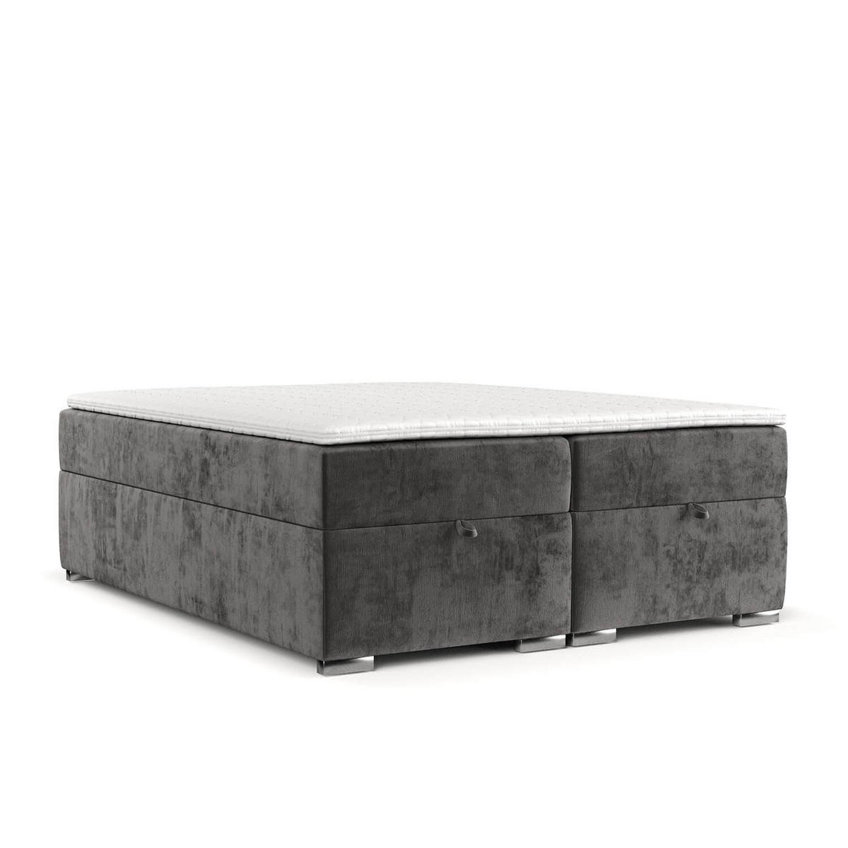 BOXBETT Reto 160/200 cm Stahl im Lotta Stoff - Chromfarben/Graphitfarben, Holz/Holzwerkstoff (160/200cm) - AltaBeds