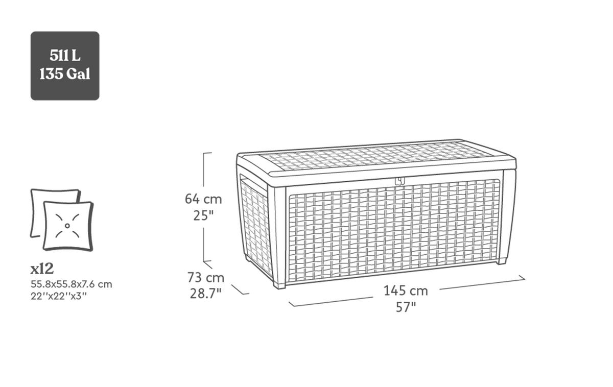 AUFLAGENBOX Sumatra - Dunkelgrau, Kunststoff (73/64/145cm) - Keter