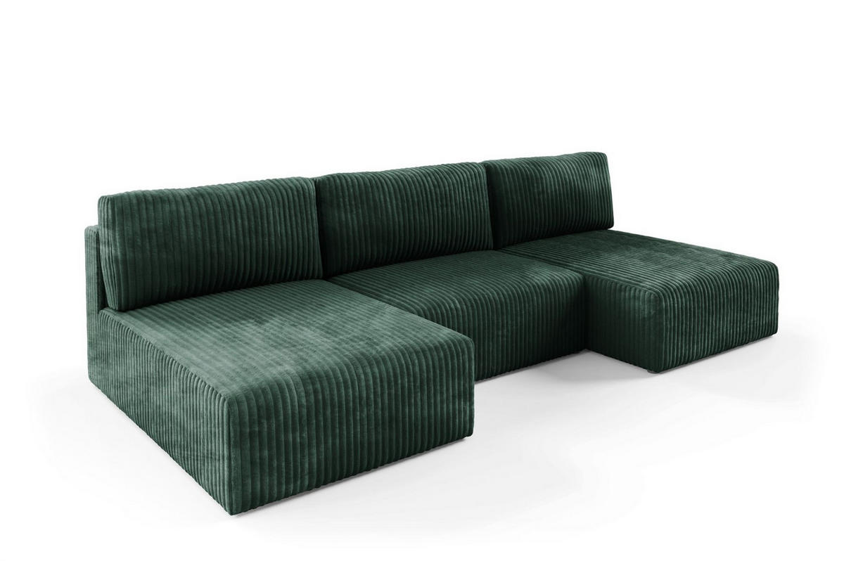 WOHNLANDSCHAFT Natalia - Grün, Holzwerkstoff/Textil (304/85/149cm) - Fun Möbel