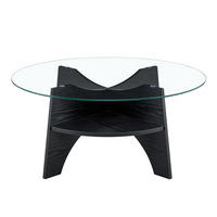 BEISTELLTISCH Ø 80/36 cm aus Sicherheitsglas mit fächerförmigem MDF-Gestell, Schwarz/Transparent - Schwarz, Holzwerkstoff (80/80/36cm) - Redom