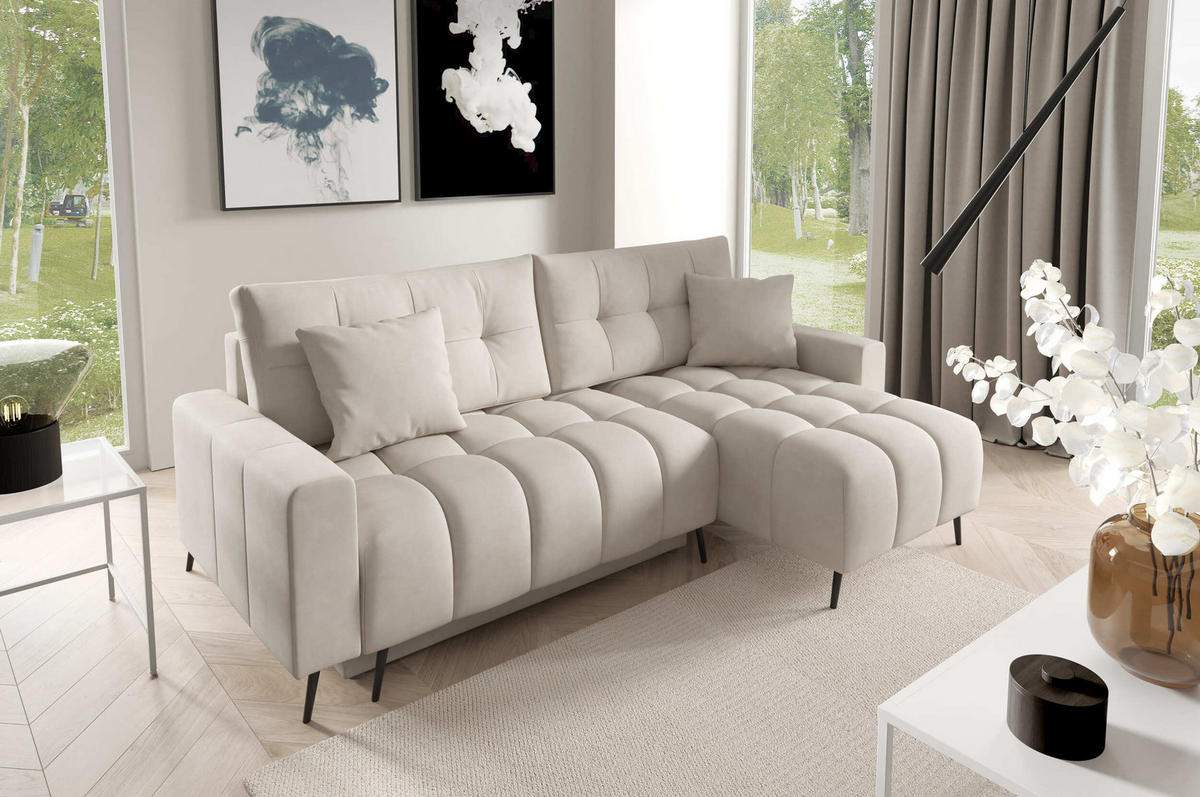 ECKSOFA - Sofa Forta mini - Ecru (Amon 17) - Ecru, Holz (232/148cm)