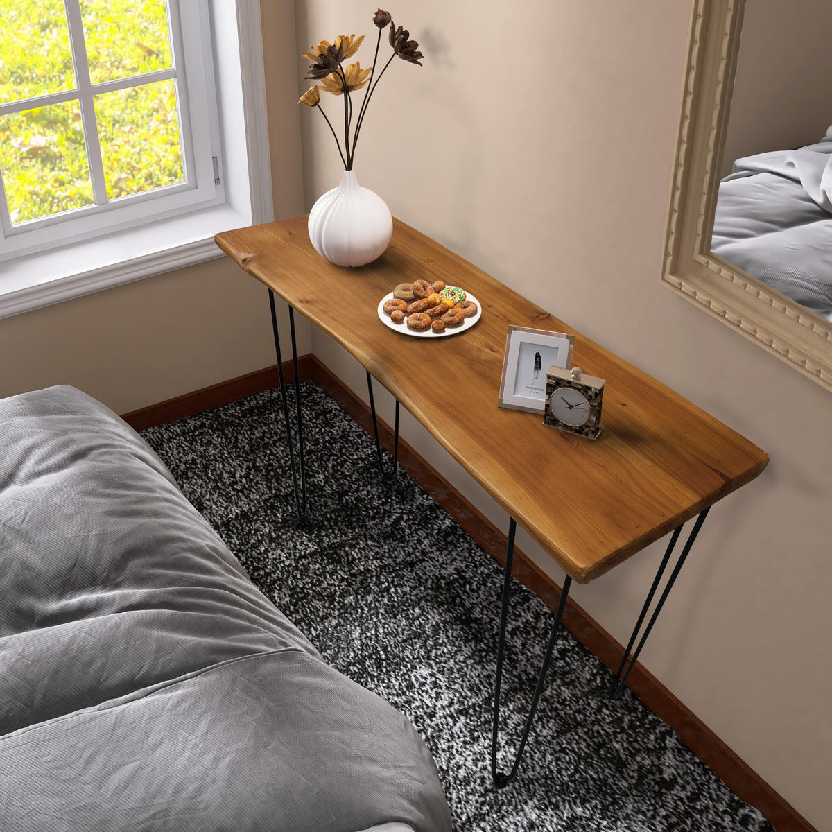 COUCHTISCH 108/37,5/76 cm natur aus Massivholz mit Hairpin-Beinen - Braun, Holzwerkstoff (108/37.5/76cm) - OKWISH