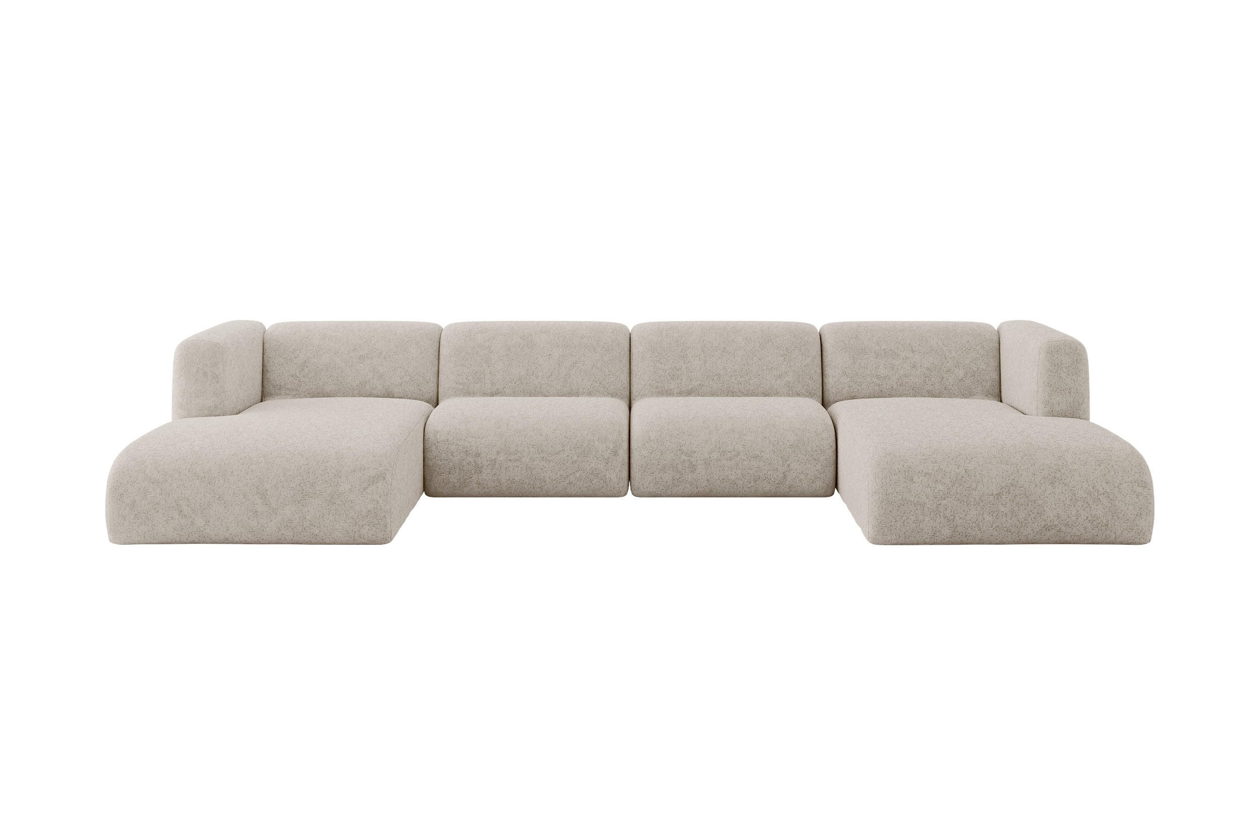 WOHNLANDSCHAFT MIRA-U2 408x179x70 Beige Velours - Beige/Schwarz, Holzwerkstoff/Kunststoff (408/70/179cm) - ALTDECOR