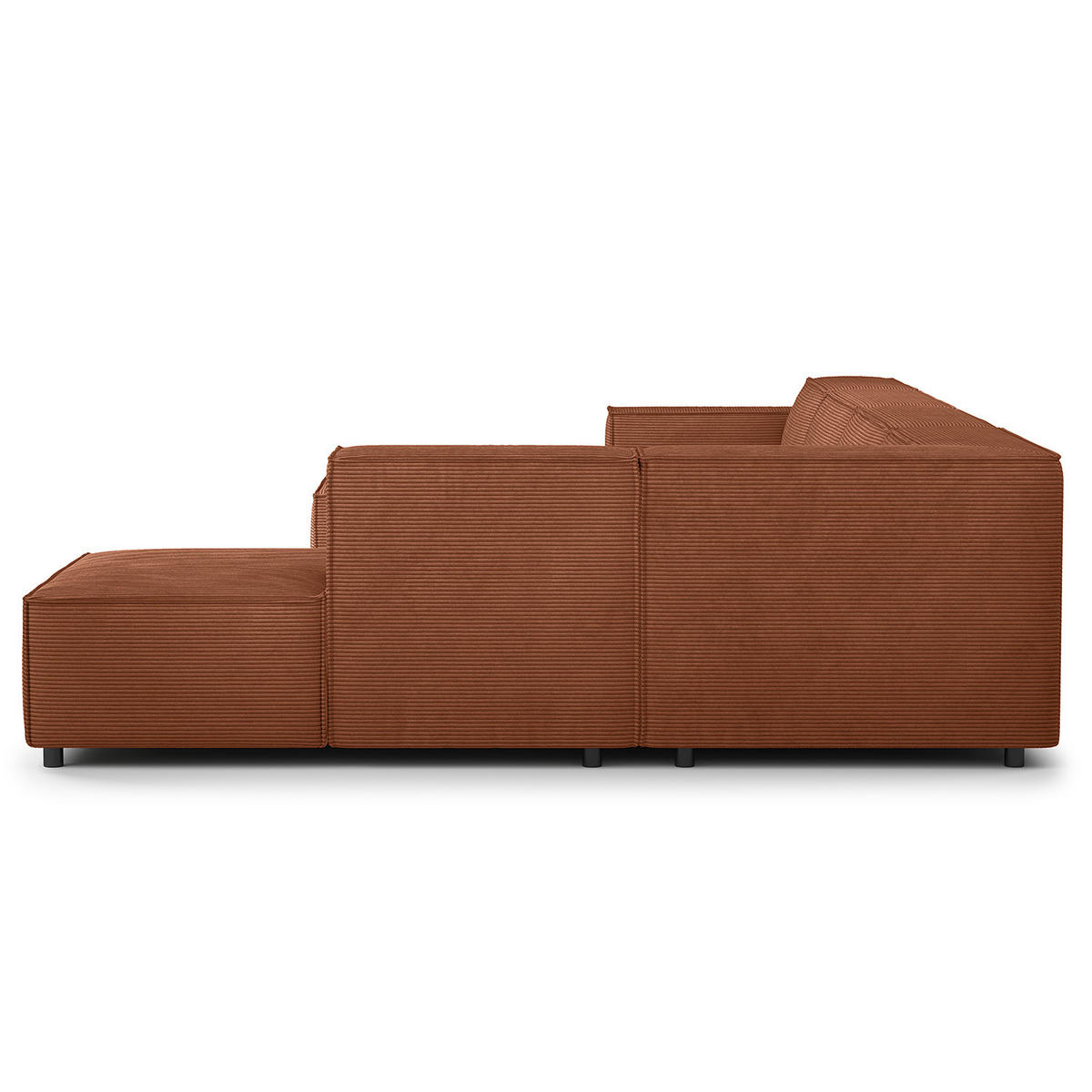 WOHNLANDSCHAFT mit Longchair & Ottomane - Schwarz/Braun, Kunststoff/Textil (369/70/234cm) - home24